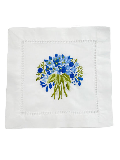 Hand Embroidered Cocktail Napkins – Set of 4