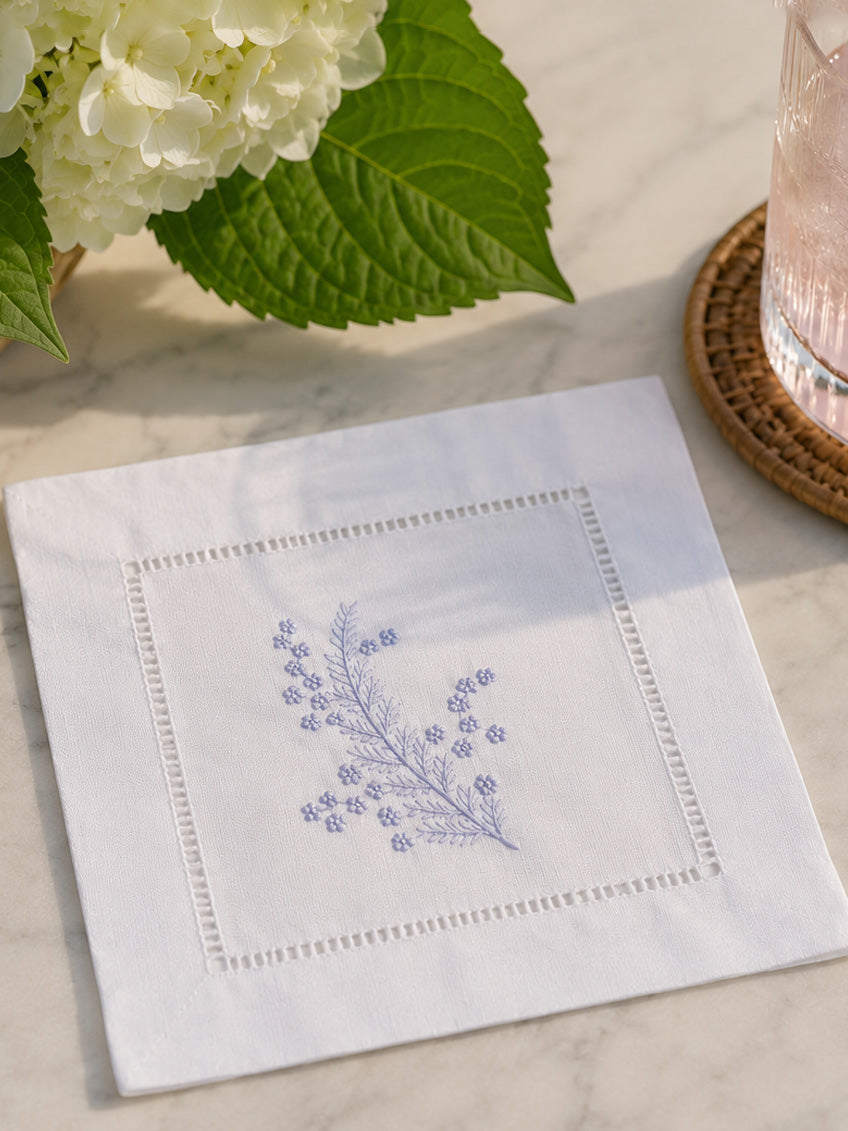 Hand Embroidered Cocktail Napkins – Set of 4