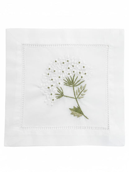 Cocktail Napkins, Hydrangea (White), Set of 4