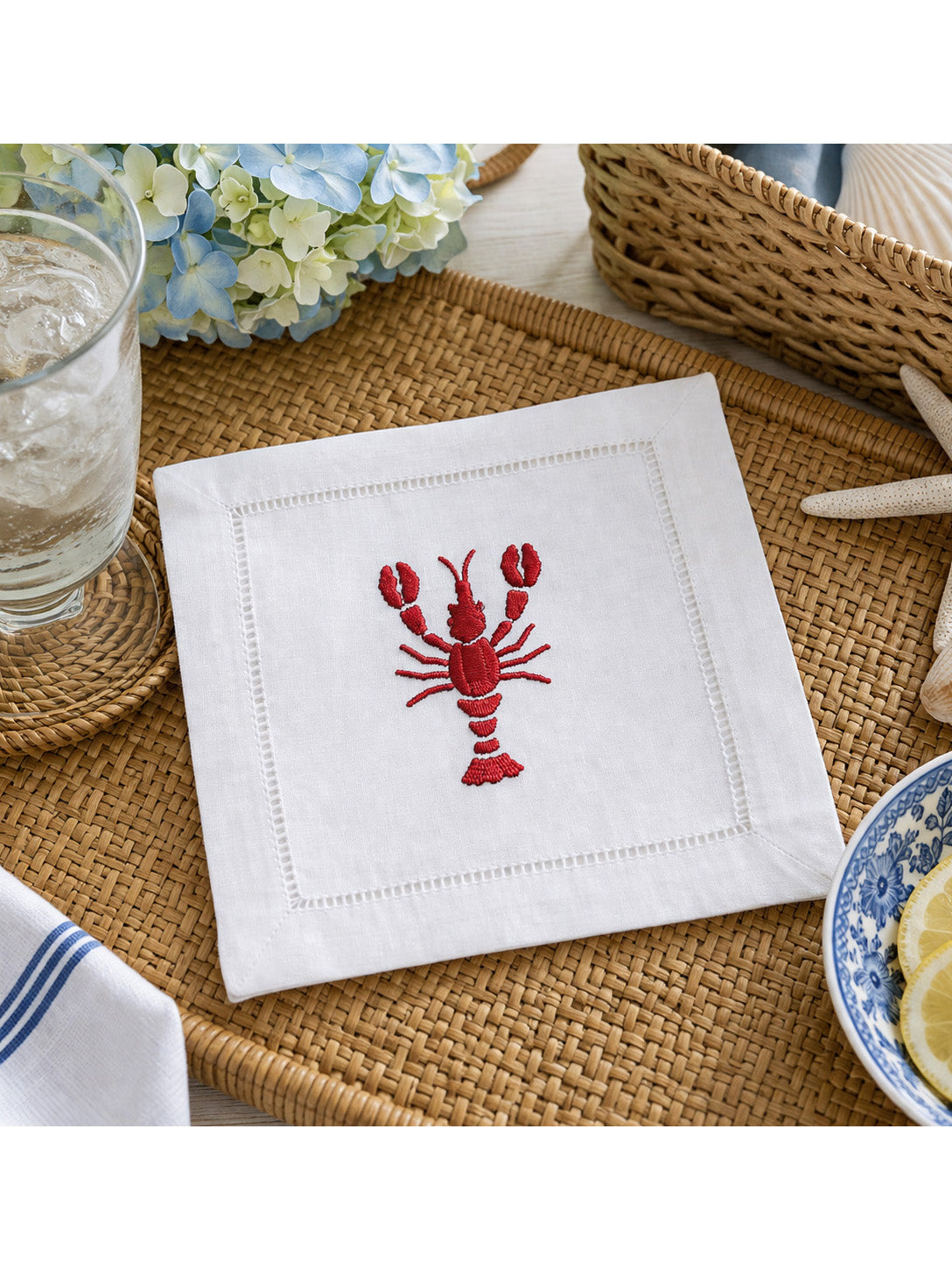 Hand Embroidered Cocktail Napkins – Set of 4