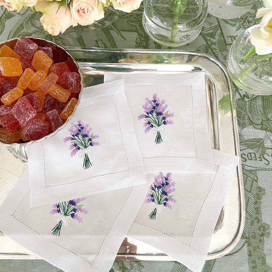 Hand Embroidered Cocktail Napkins – Set of 4