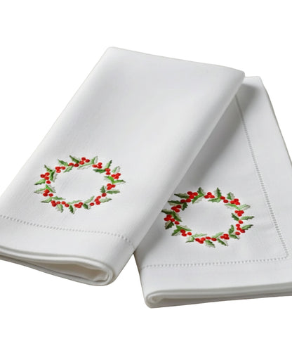 Christmas Berry Wreath Cocktail & Dinner Napkin Bundle - Save 10%
