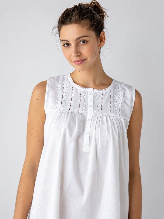 Camille White Cotton Nightgown