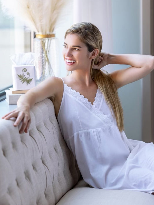 Cara White Cotton Nightgown