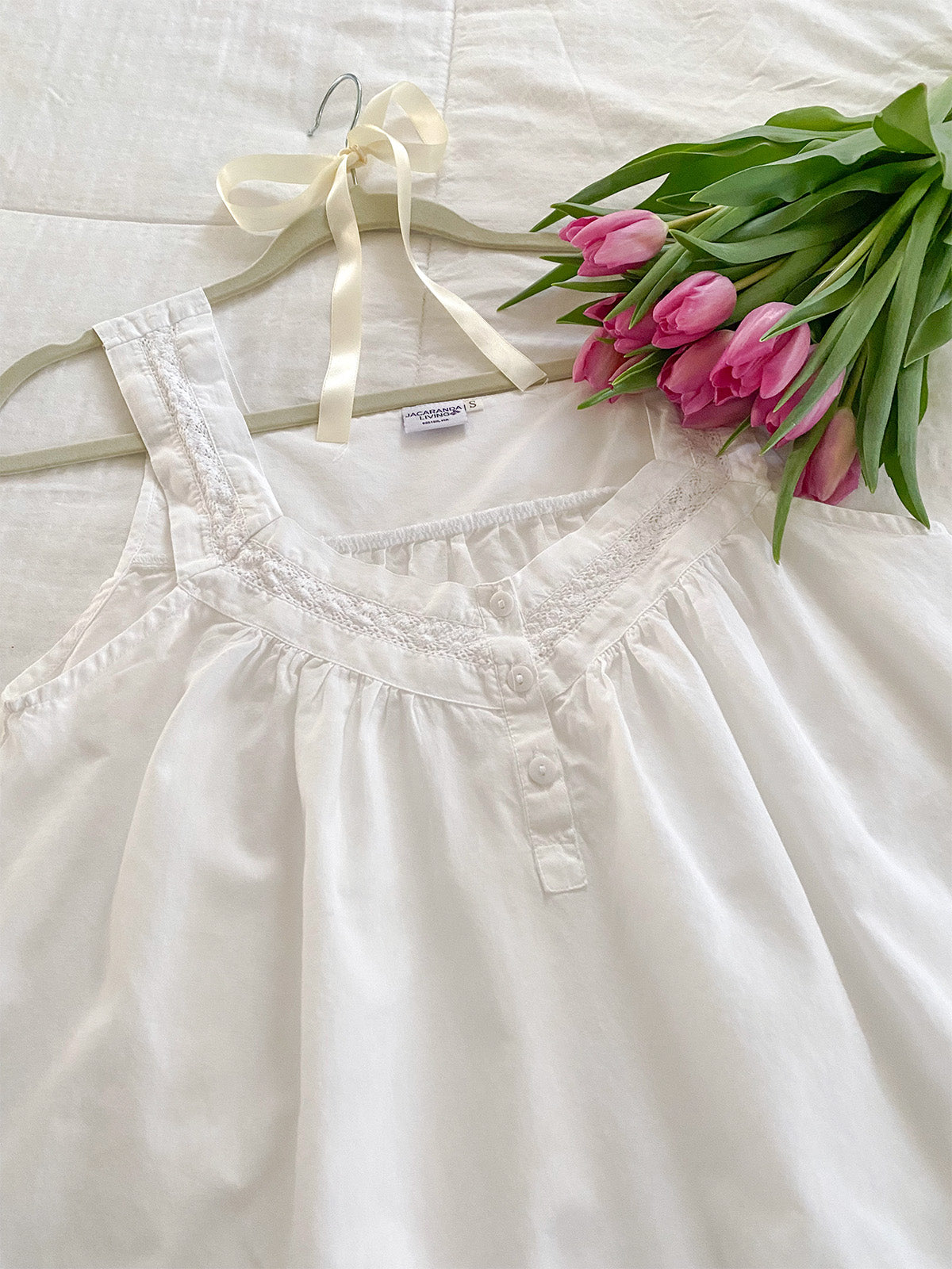 Charlotte White Cotton Nightgown