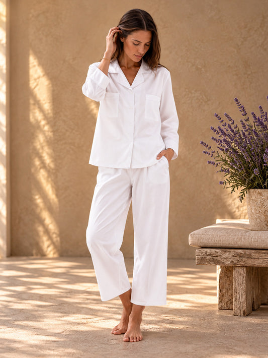 Christine White Cotton Pajamas