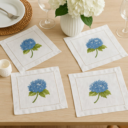 Hand Embroidered Cocktail Napkins – Set of 4