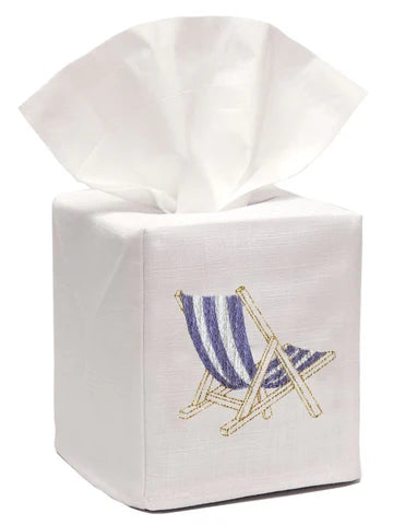 Tissue Box Cover, Embroidered Nautical