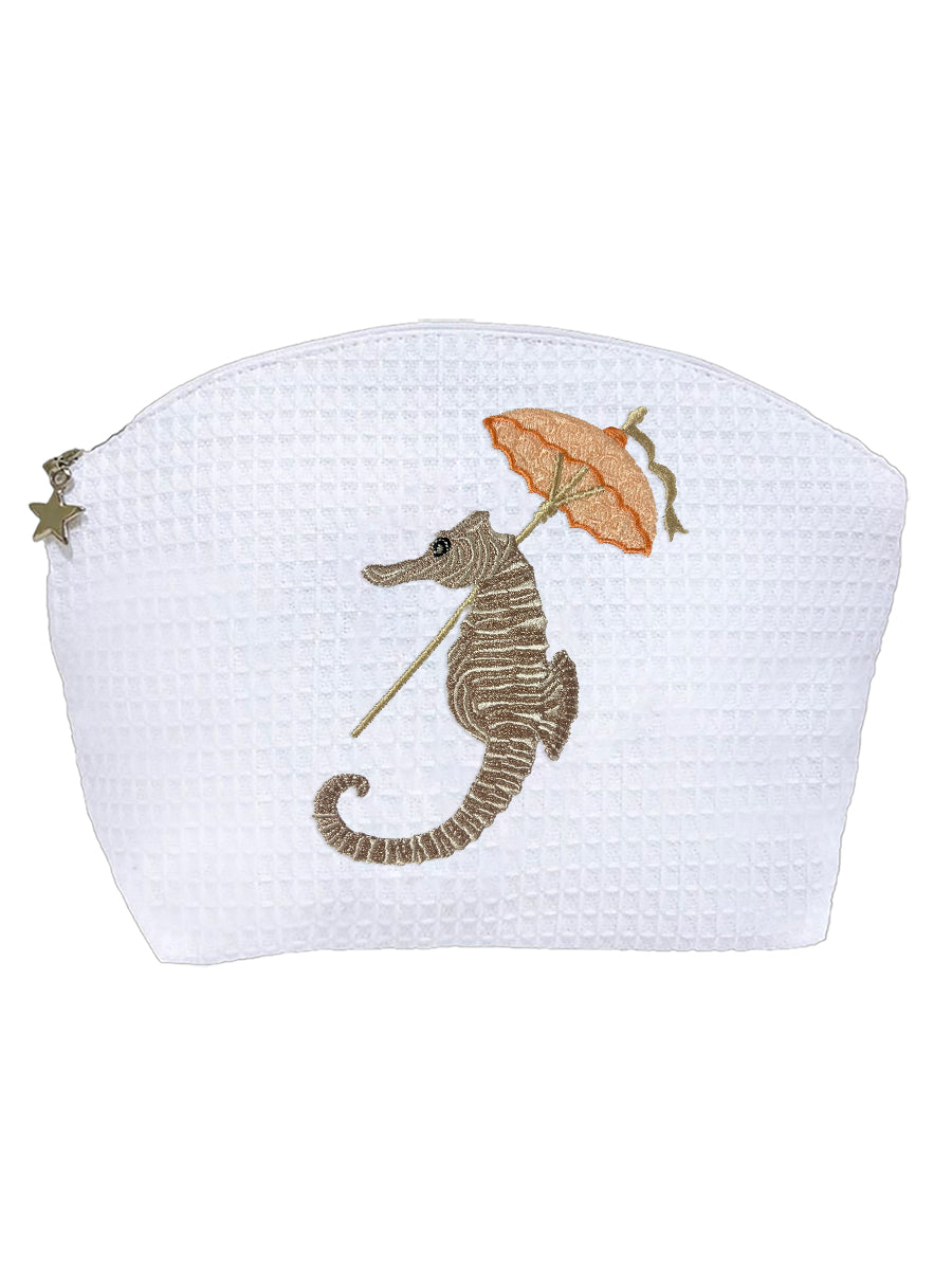 Cosmetic Bag (Medium), Seahorse & Umbrella