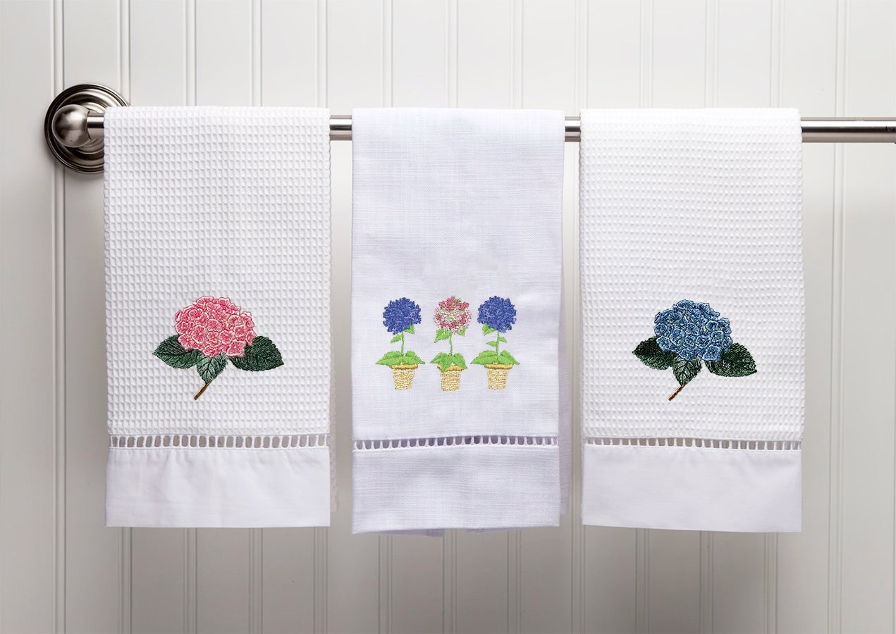 Guest Towel, Ladder Lace, Embroidered Botanical