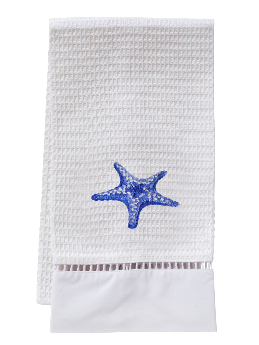Guest Towel, Ladder Lace, Embroidered Nautical