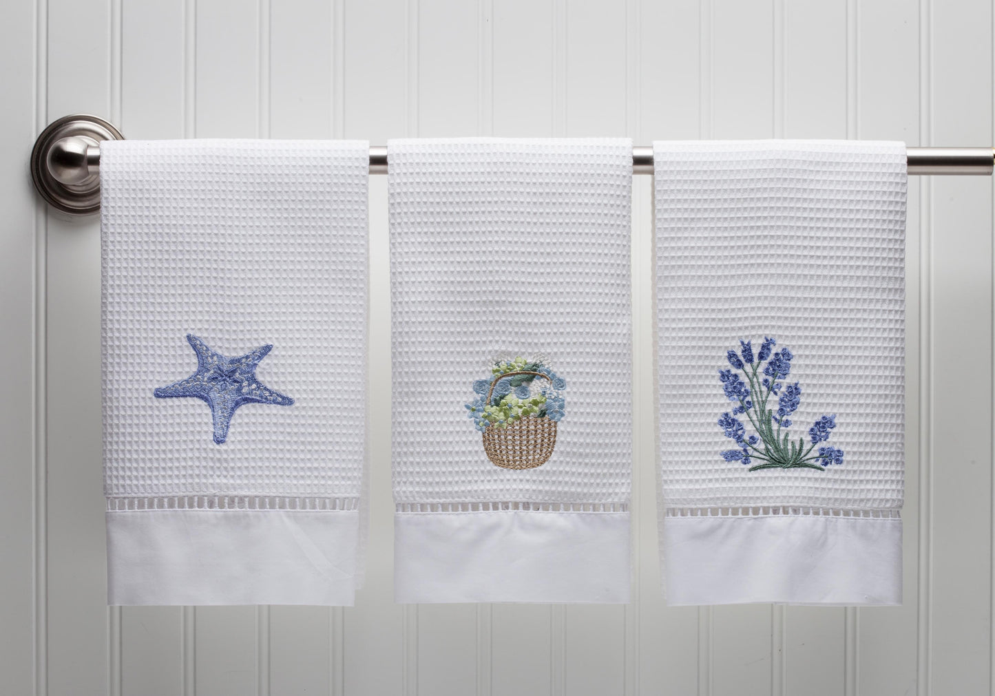 Guest Towel, Waffle Weave, Morning Starfish (Blue)