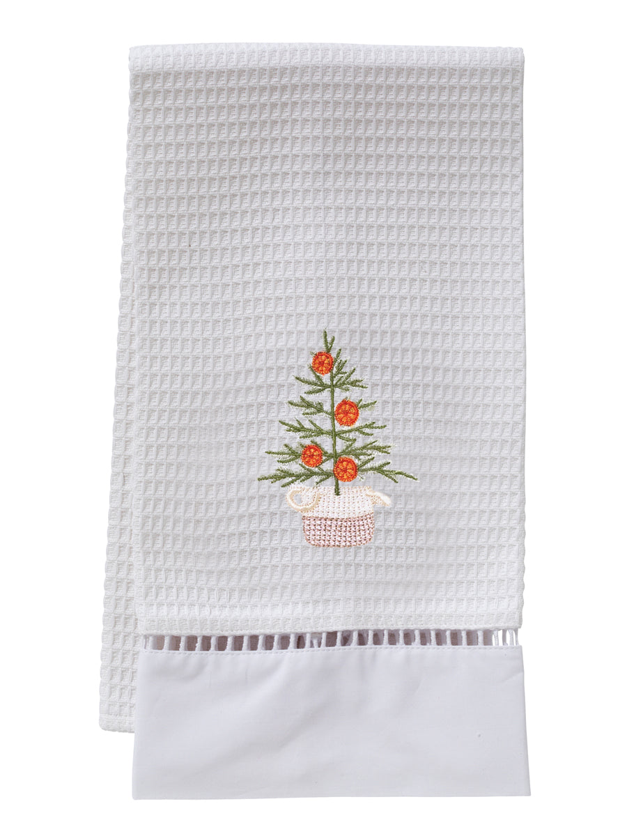 Hand Towel, Oranges for Christmas, Embroidered Waffle Weave Guest