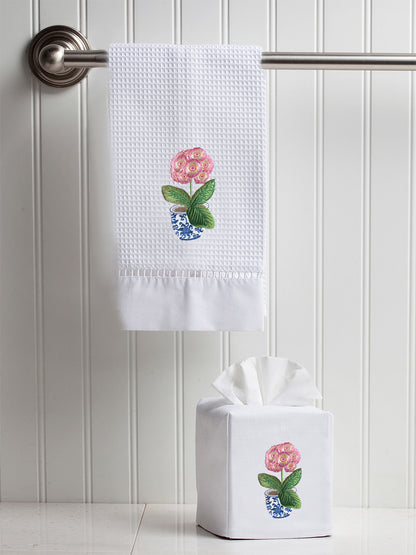 Guest Towel, Waffle Weave, Potted Primrose (Pink)