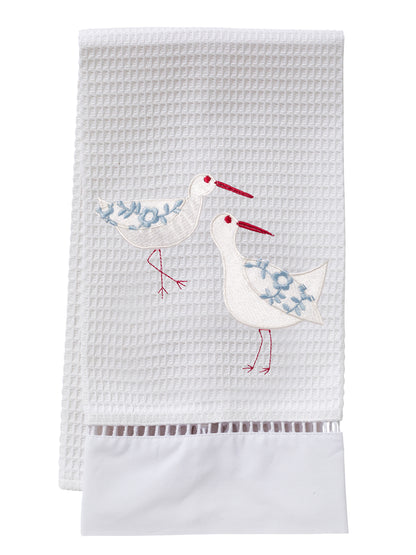 Guest Towel, Ladder Lace, Embroidered Nautical