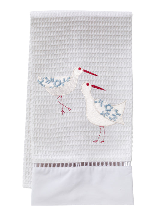 Guest Towel, Waffle Weave, Sandpipers (Duck Egg Blue)