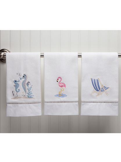 Guest Towel, Ladder Lace, Embroidered Nautical