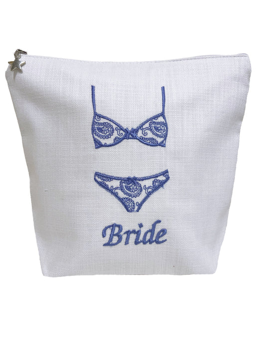 Lingerie Bag "Bride", Linen / Cotton