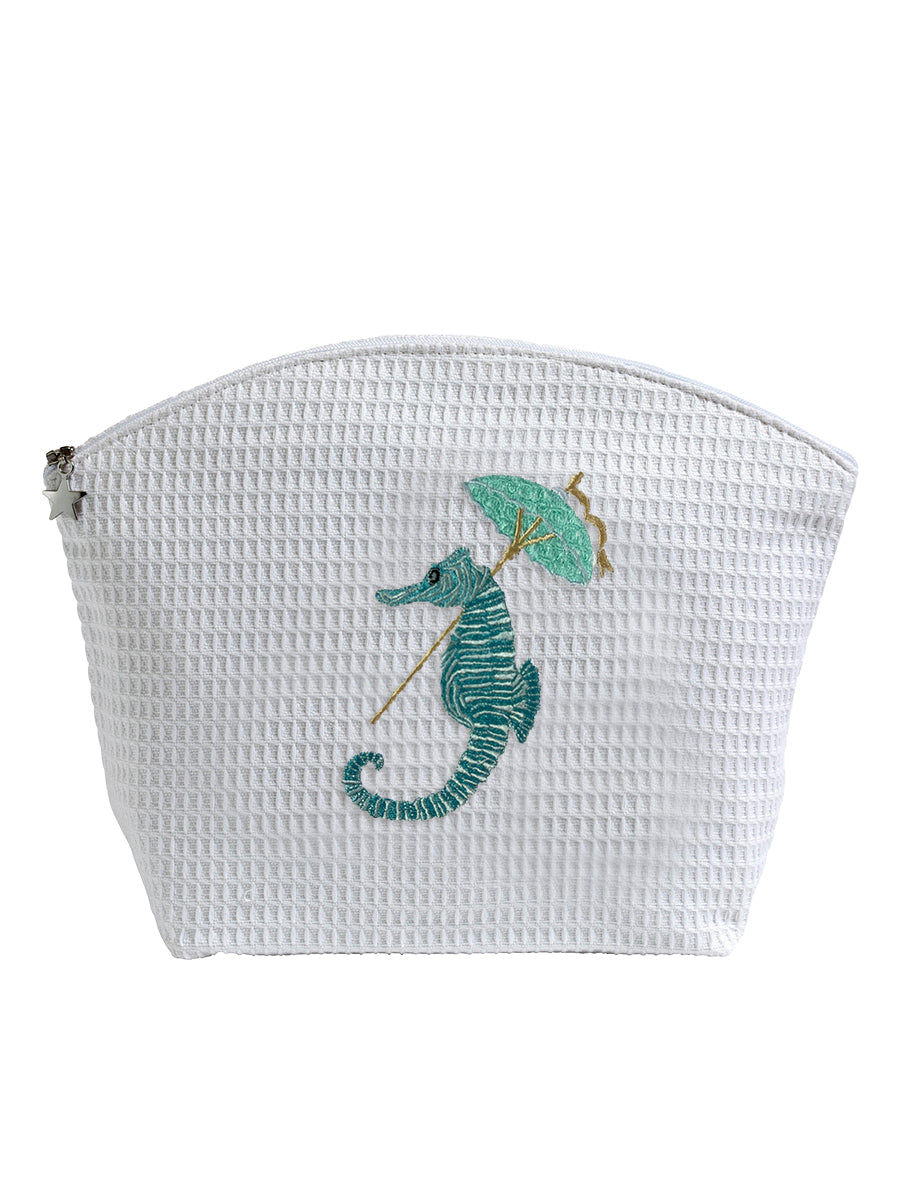 Cosmetic Bag (Large), Seahorse & Umbrella