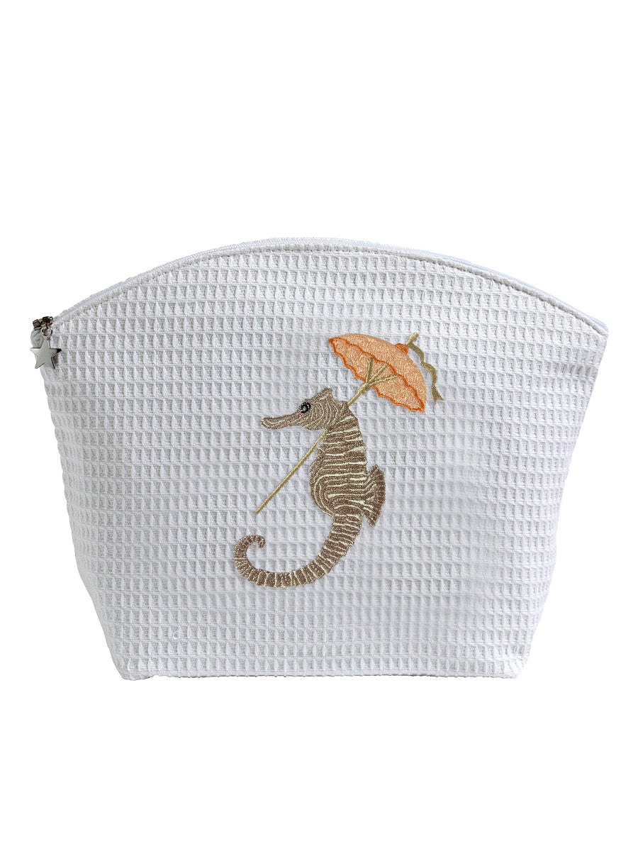 Cosmetic Bag (Large), Seahorse & Umbrella