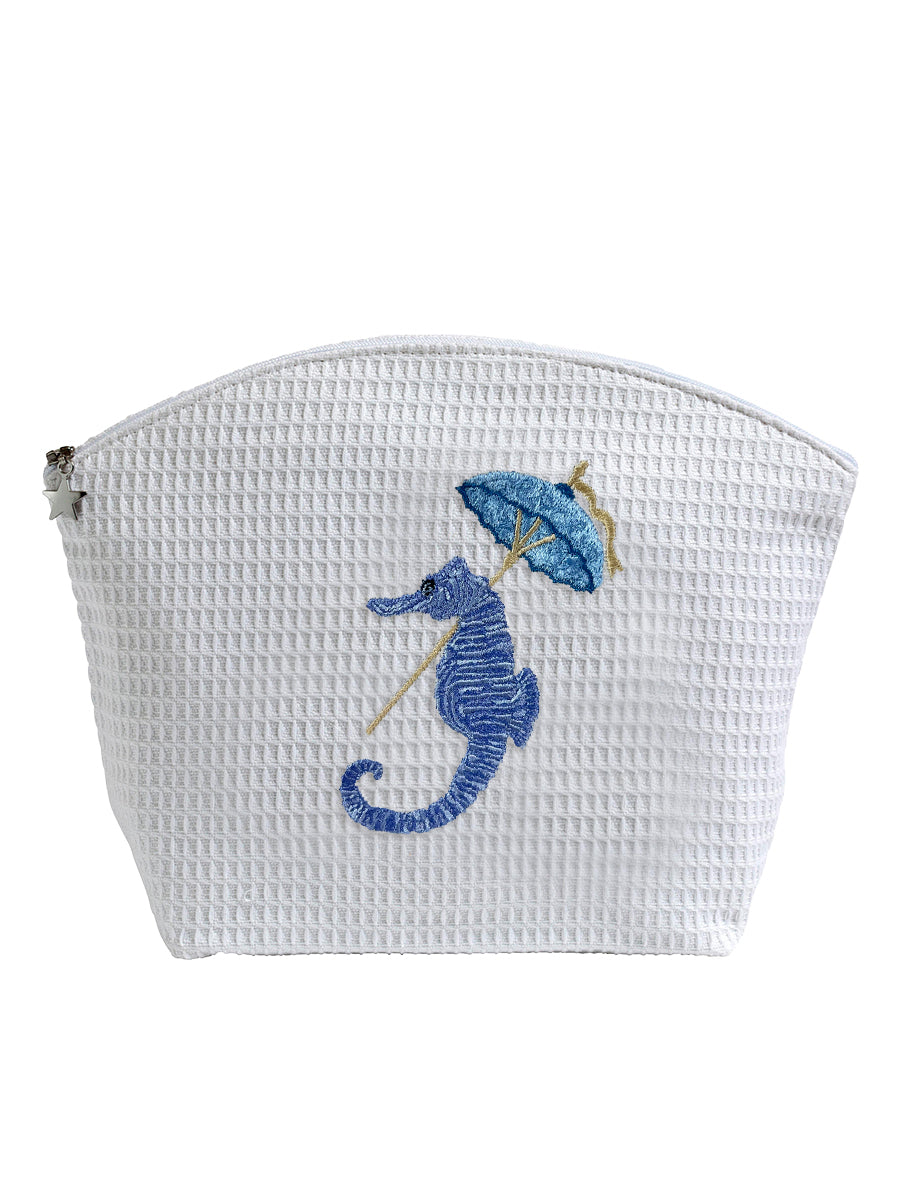 Cosmetic Bag (Large), Seahorse & Umbrella