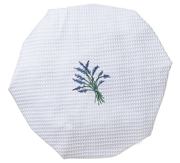 Shower Cap, Waffle Weave, Embroidered Botanical