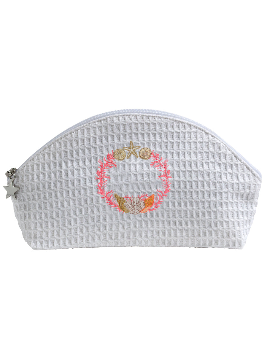 Cosmetic Bag (Small), Shell Wreath (Coral)