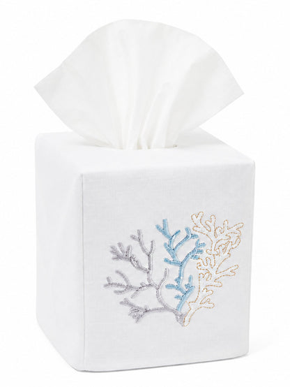 Tissue Box Cover, Embroidered Shell Collection