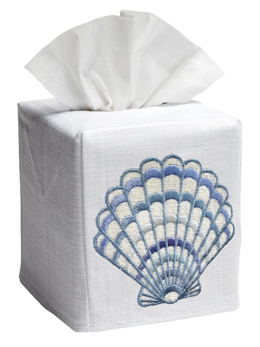 Tissue Box Cover, Clam (Blue)