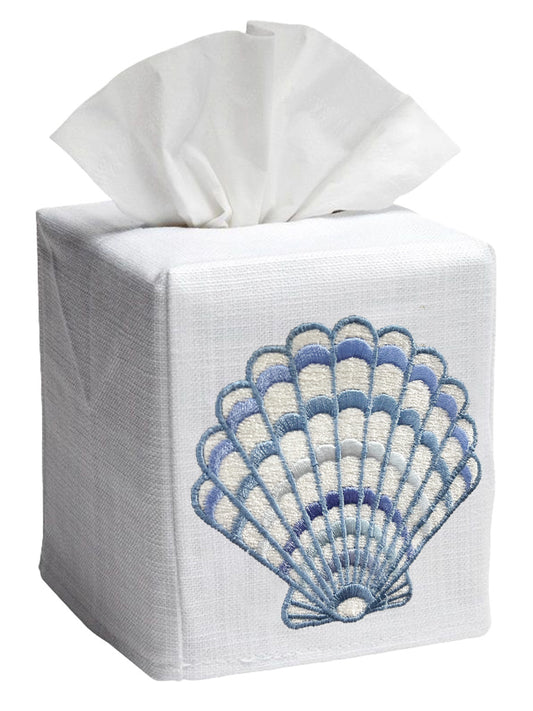Tissue Box Cover, Clam (Blue)