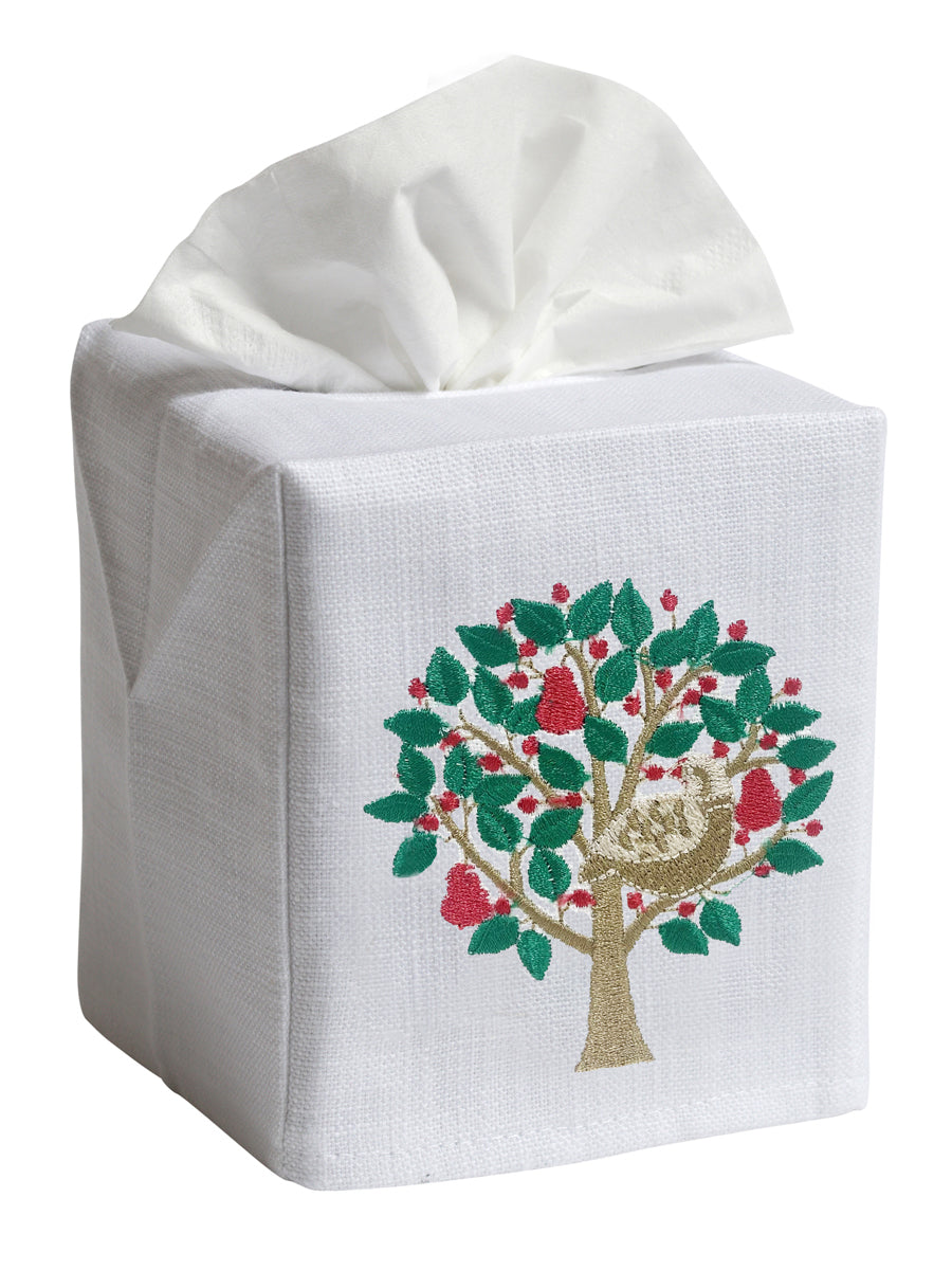 Tissue Box Cover, Christmas Partridge in a Pear Tree
