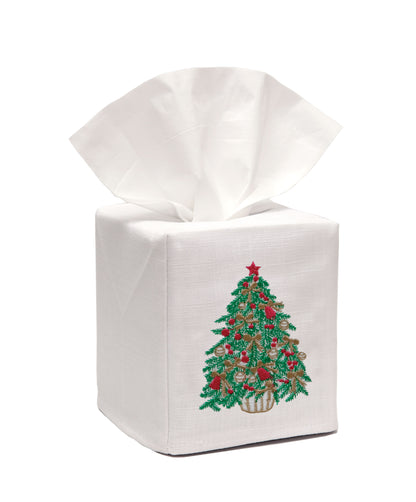 Tissue Box Cover, Embroidered, Holiday