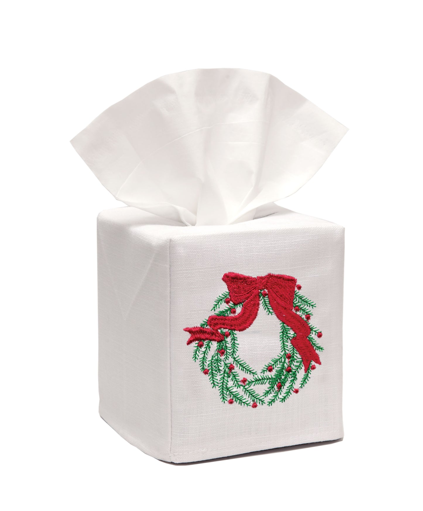 Tissue Box Cover, Embroidered, Holiday