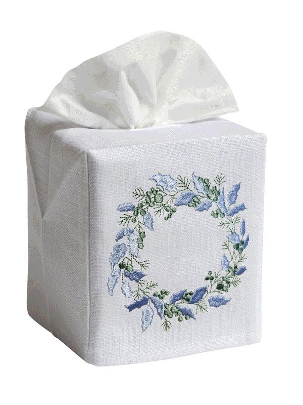 Tissue Box Cover, Embroidered, Holiday