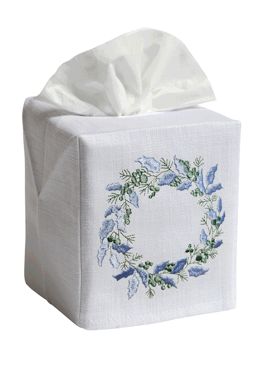Tissue Box Cover, Embroidered, Holiday