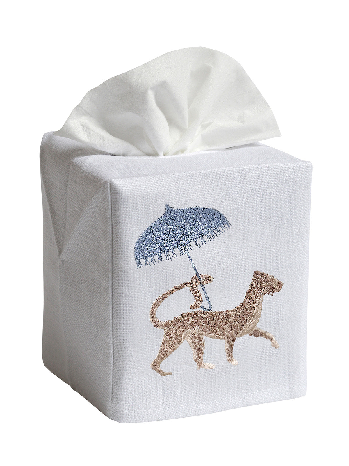 Tissue Box Cover, Embroidered Chinoiserie