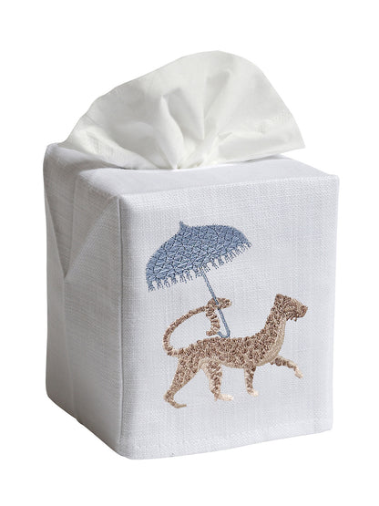 Tissue Box Cover, Embroidered Chinoiserie