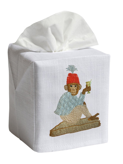 Tissue Box Cover, Embroidered Chinoiserie