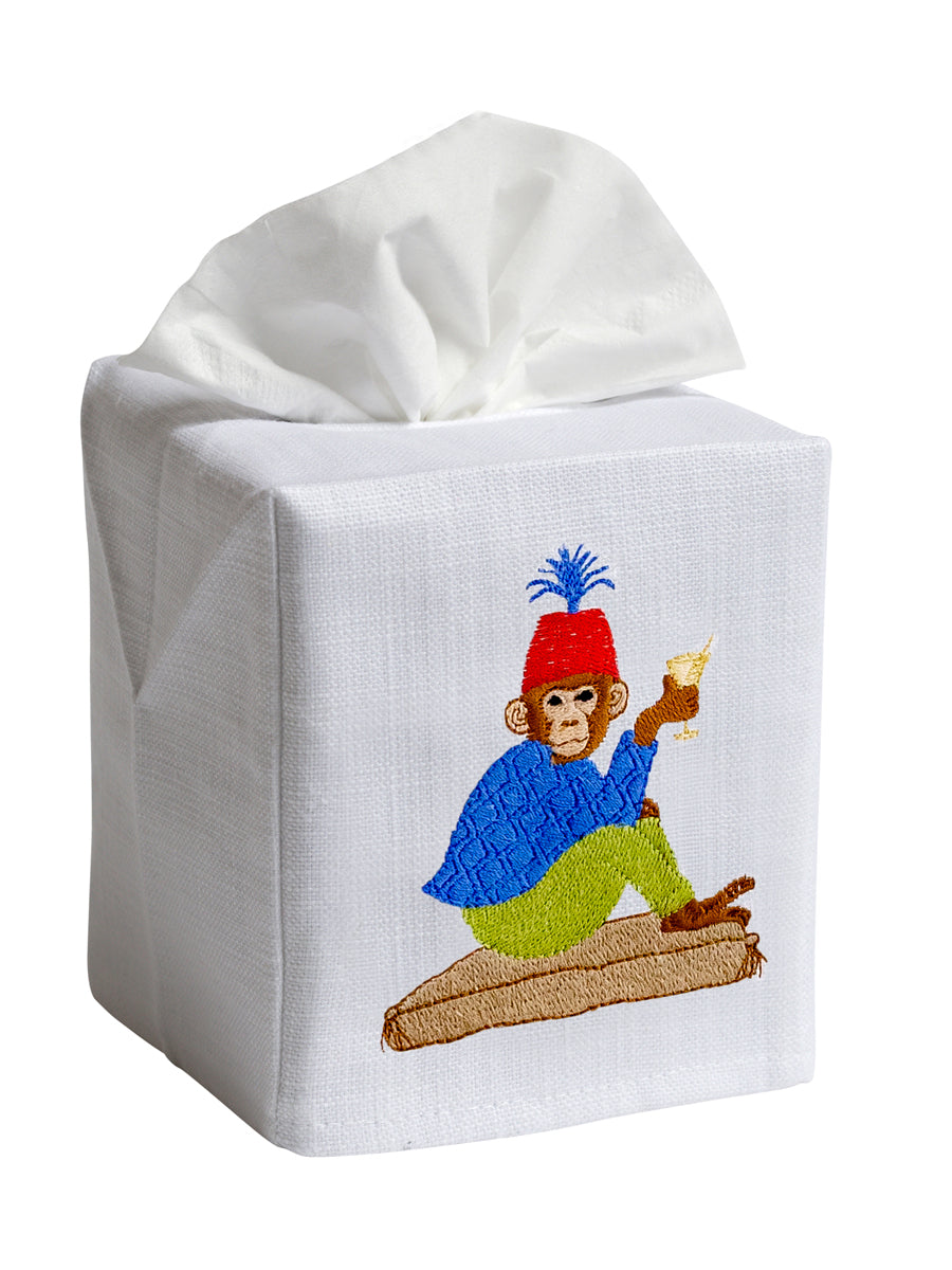 Tissue Box Cover, Embroidered Chinoiserie