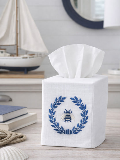 Tissue Box Cover, Embroidered Bees