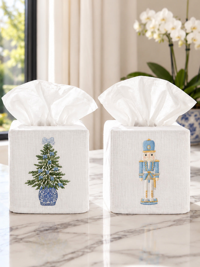 Tissue Box Cover, Embroidered, Holiday
