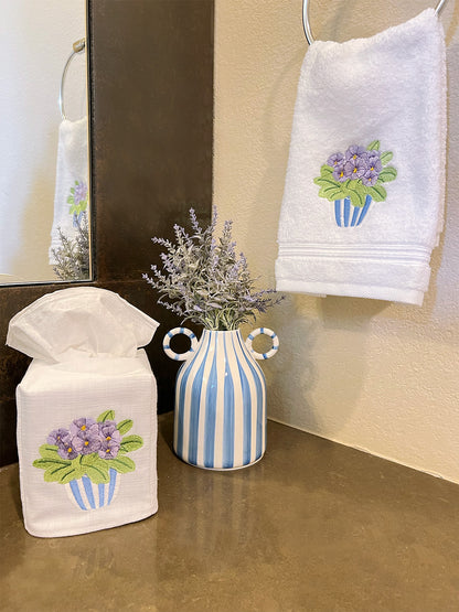 Guest Towel, Terry, Pot of Pansies