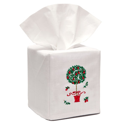 Tissue Box Cover, Embroidered, Holiday