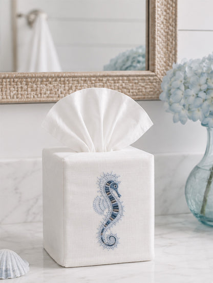Tissue Box Cover, Embroidered Shell Collection