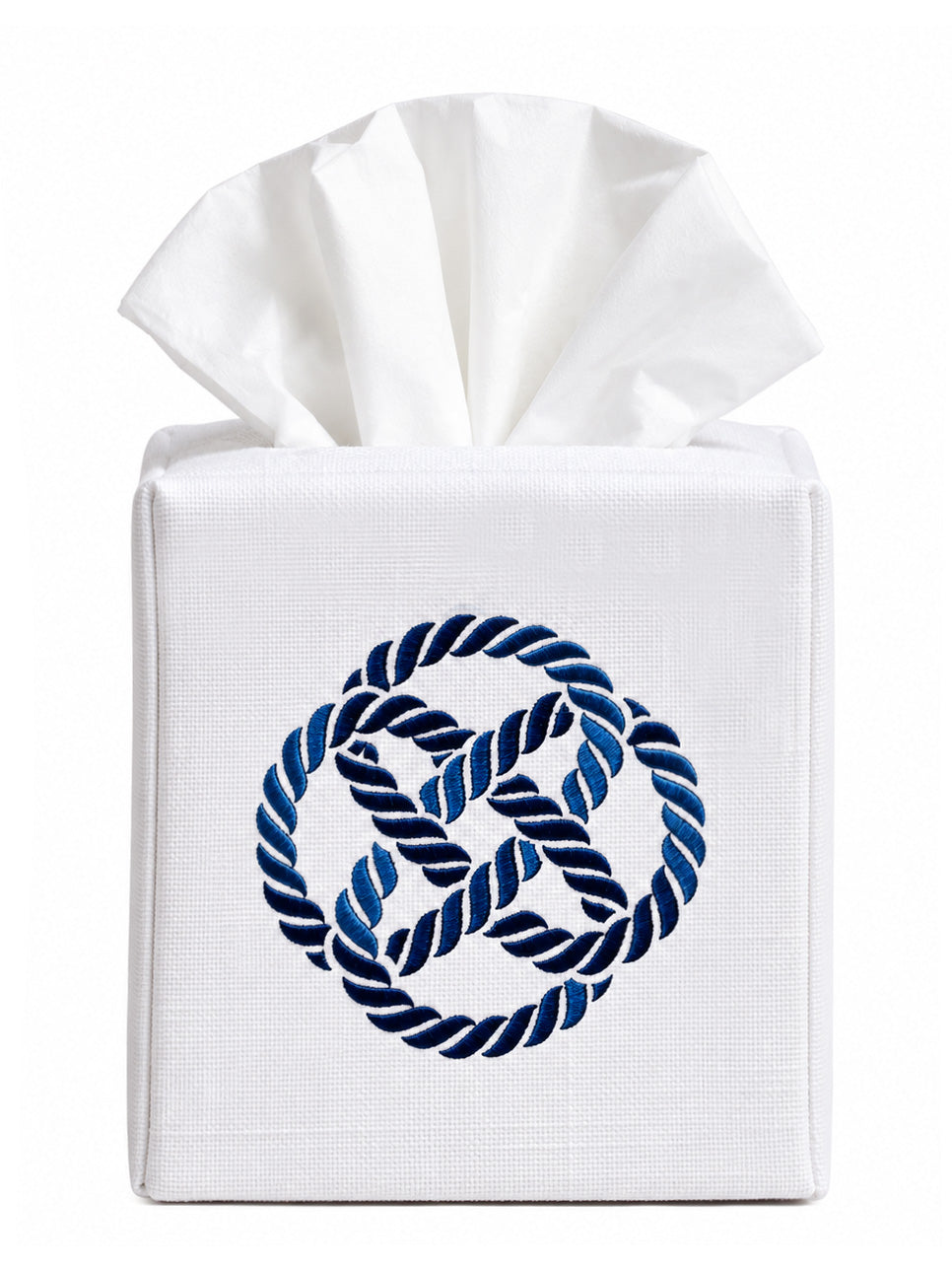 Tissue Box Cover, Embroidered Coastal