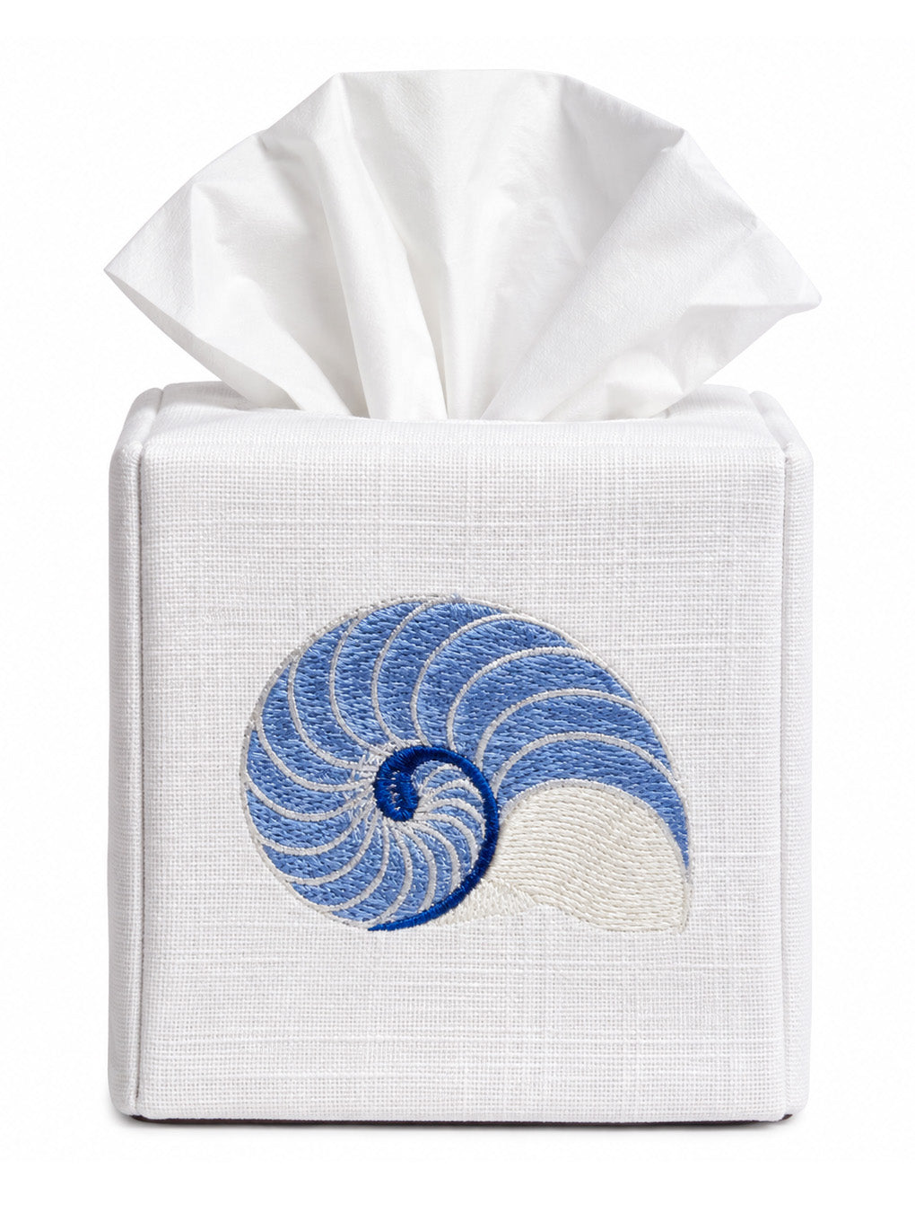 Tissue Box Cover, Embroidered Coastal