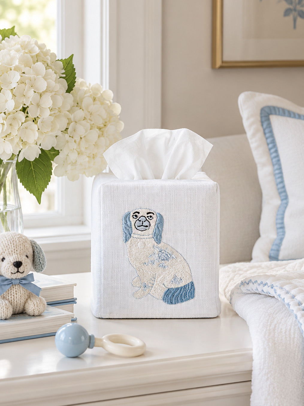 Tissue Box Cover, Embroidered Animals