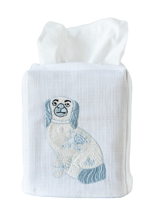 Tissue Box Cover, Embroidered Chinoiserie
