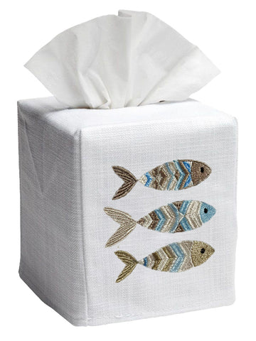 Tissue Box Cover, Embroidered Sea Life