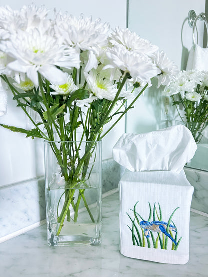 Tissue Box Cover, Embroidered Sea Life
